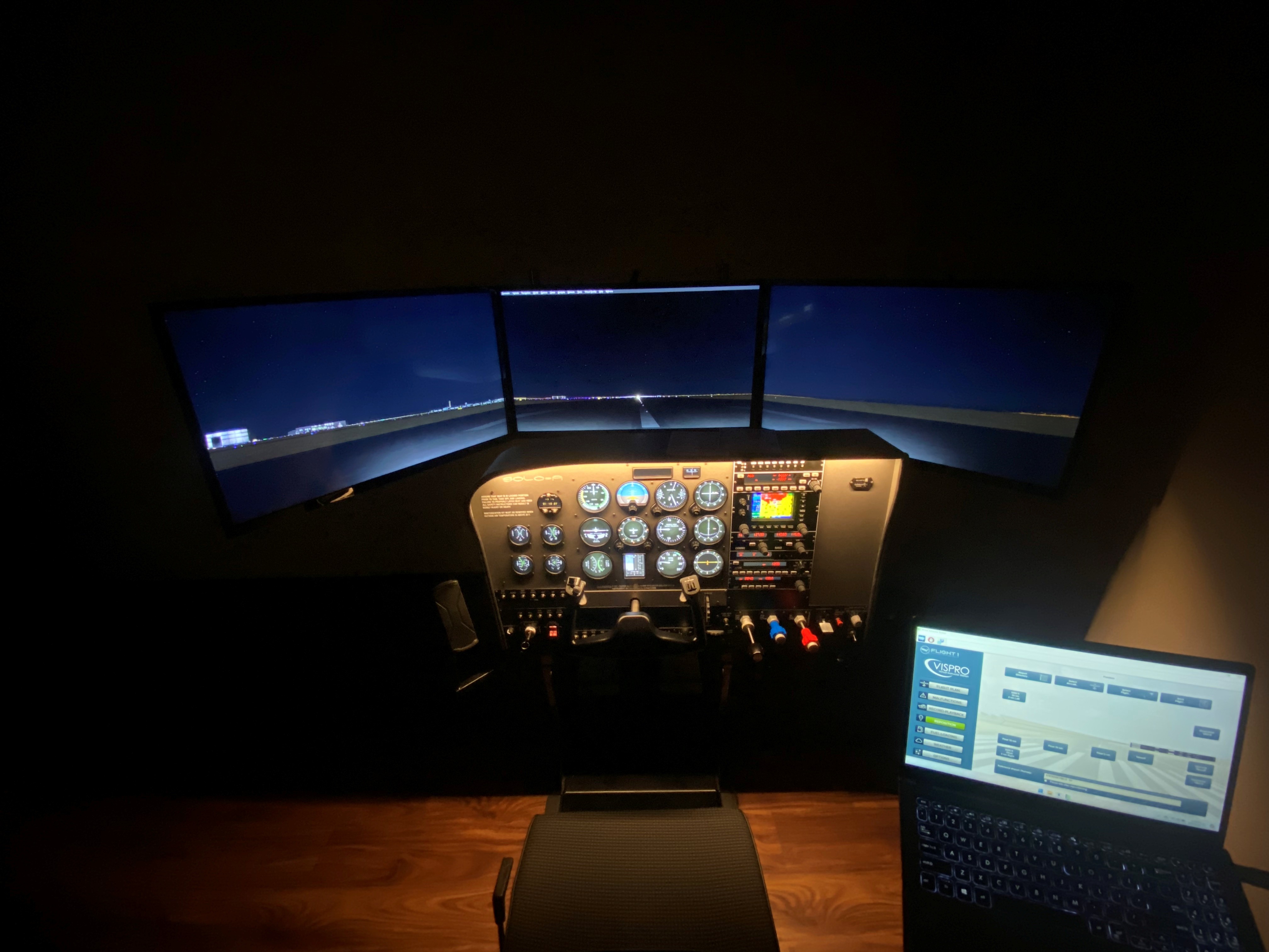 Photo of airplane simulator.